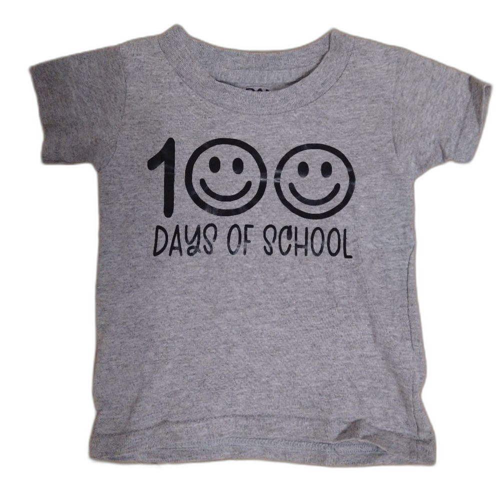 Gray Toddler Kids 2T TShirt with '100 Days of School' Print